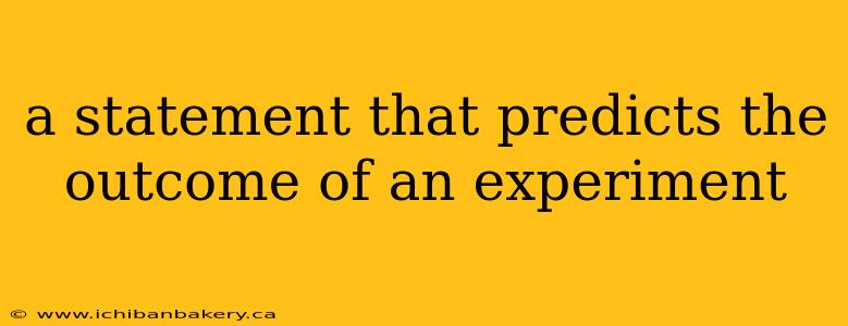 a statement that predicts the outcome of an experiment