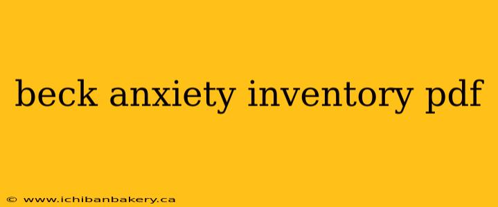 beck anxiety inventory pdf