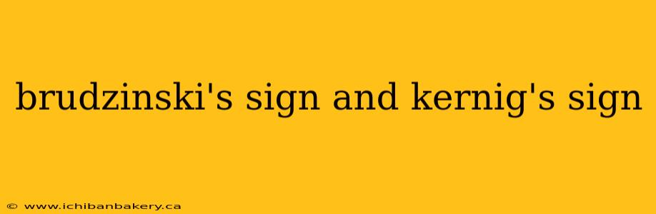 brudzinski's sign and kernig's sign