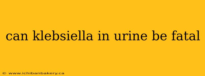 can klebsiella in urine be fatal