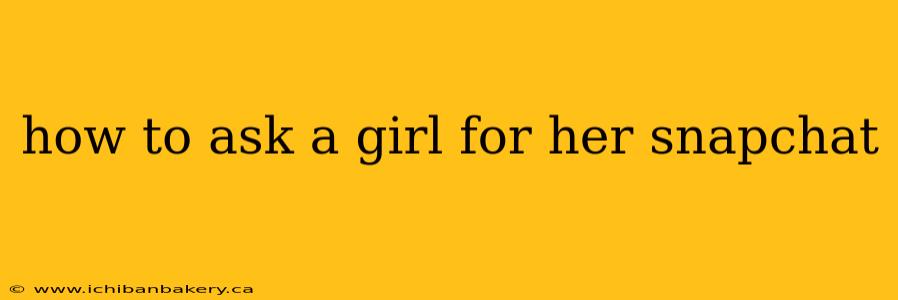 how to ask a girl for her snapchat