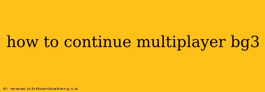how to continue multiplayer bg3