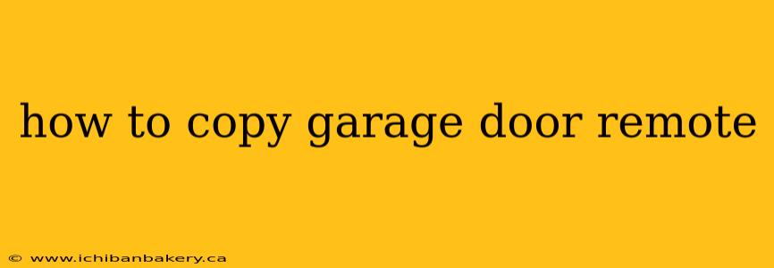 how to copy garage door remote