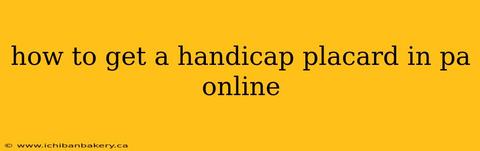 how to get a handicap placard in pa online