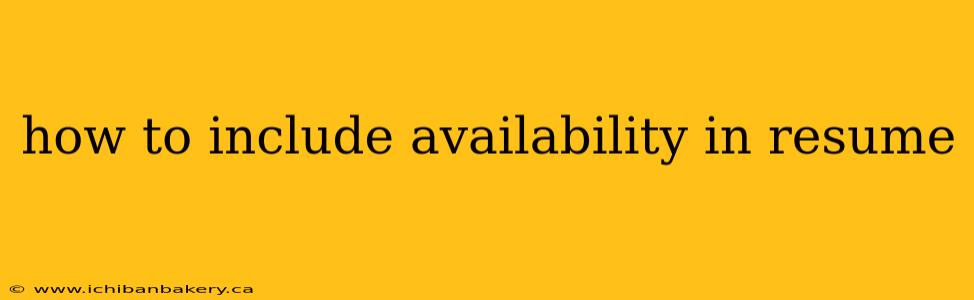 how to include availability in resume