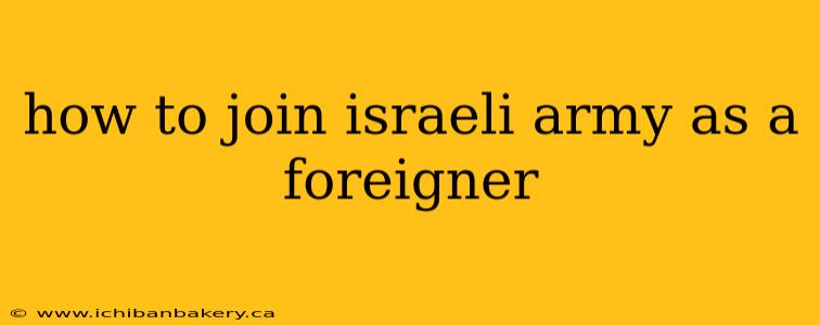 how to join israeli army as a foreigner