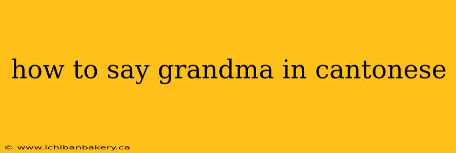 how to say grandma in cantonese