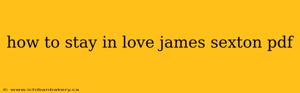 how to stay in love james sexton pdf