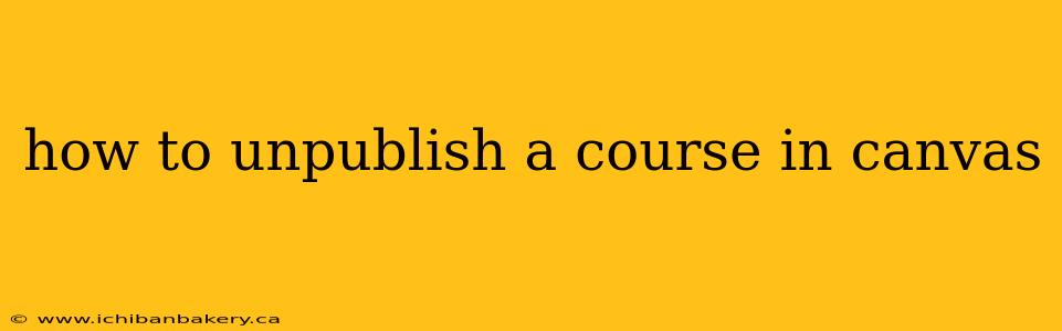 how to unpublish a course in canvas