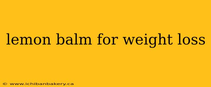 lemon balm for weight loss