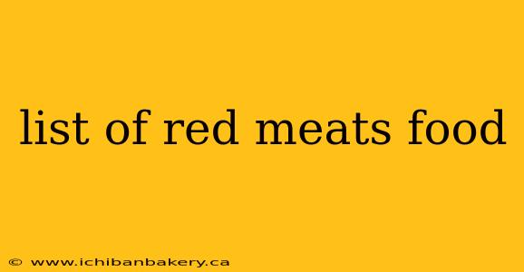 list of red meats food