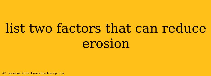 list two factors that can reduce erosion